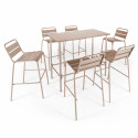 Table haute de bar + 6 chaises en métal