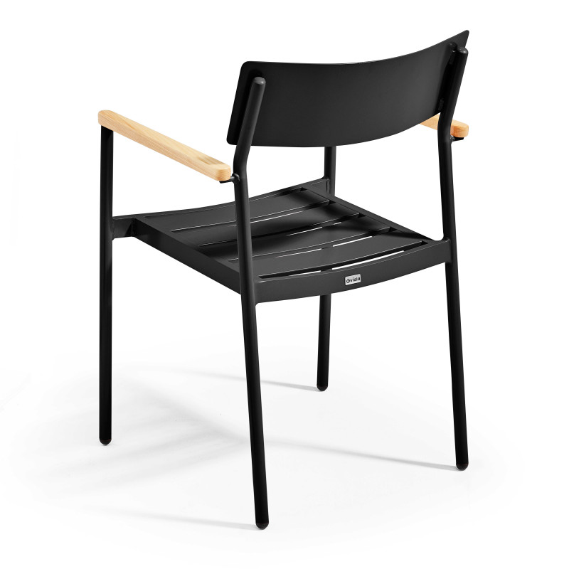Chaise avec accoudoirs en aluminium et bois