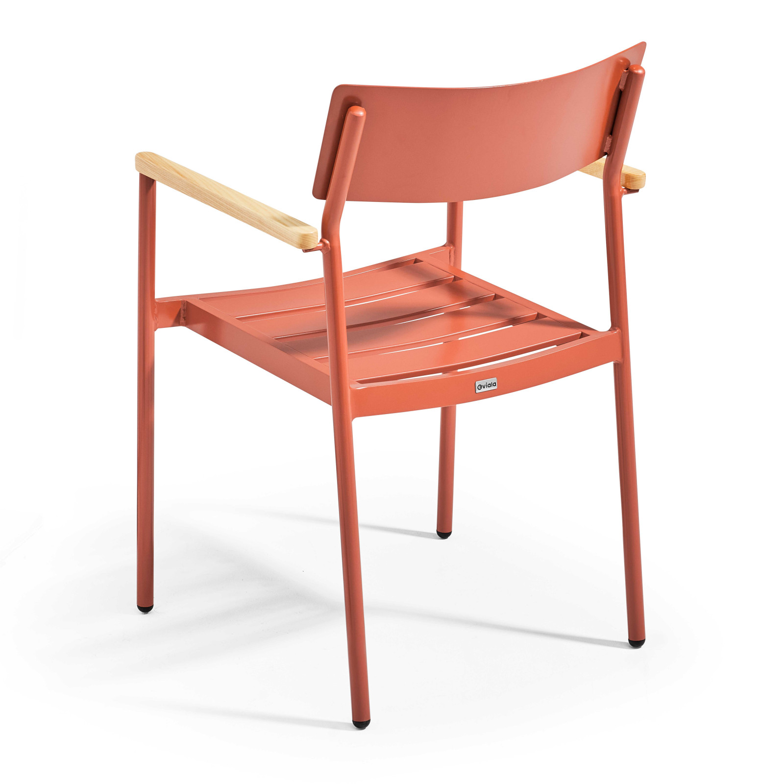 Chaise avec accoudoirs en aluminium et bois