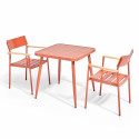 Ensemble de terrasse ( 75 x 75 x 76 cm) + 2 fauteuils en aluminium/bois