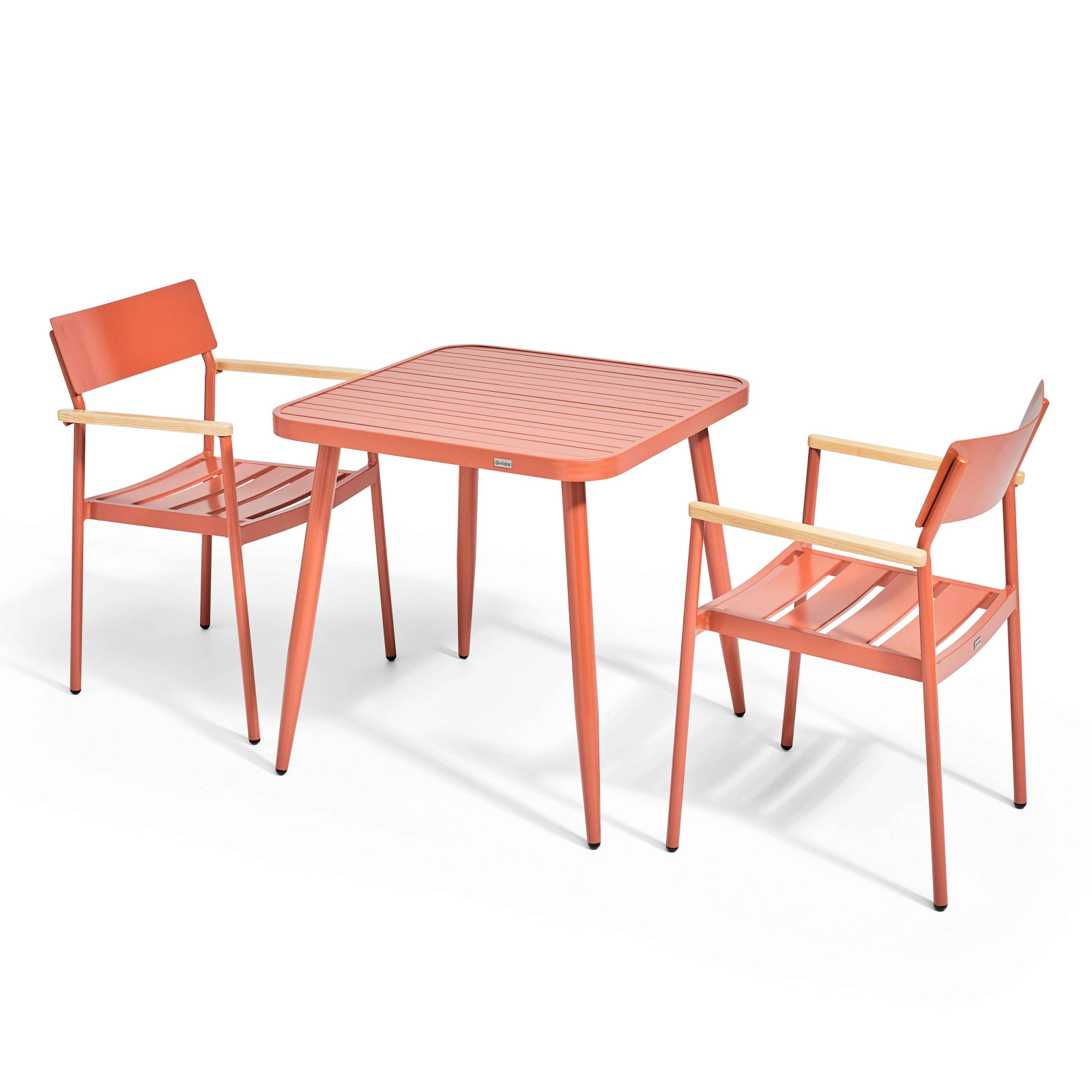 Ensemble de terrasse ( 75 x 75 x 76 cm) + 2 fauteuils en aluminium/bois
