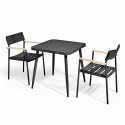 Ensemble de terrasse ( 75 x 75 x 76 cm) + 2 fauteuils en aluminium/bois