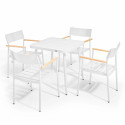 Ensemble de terrasse (75 x 75 x 76 cm) + 4 fauteuils en aluminium/bois