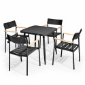 Ensemble de terrasse (75 x 75 x 76 cm) + 4 fauteuils en aluminium/bois