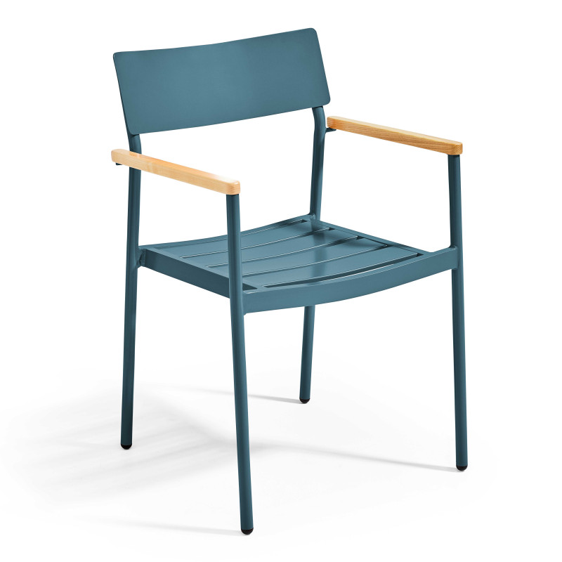 Ensemble de terrasse (75 x 75 x 76 cm) + 4 fauteuils en aluminium/bois (4/7)