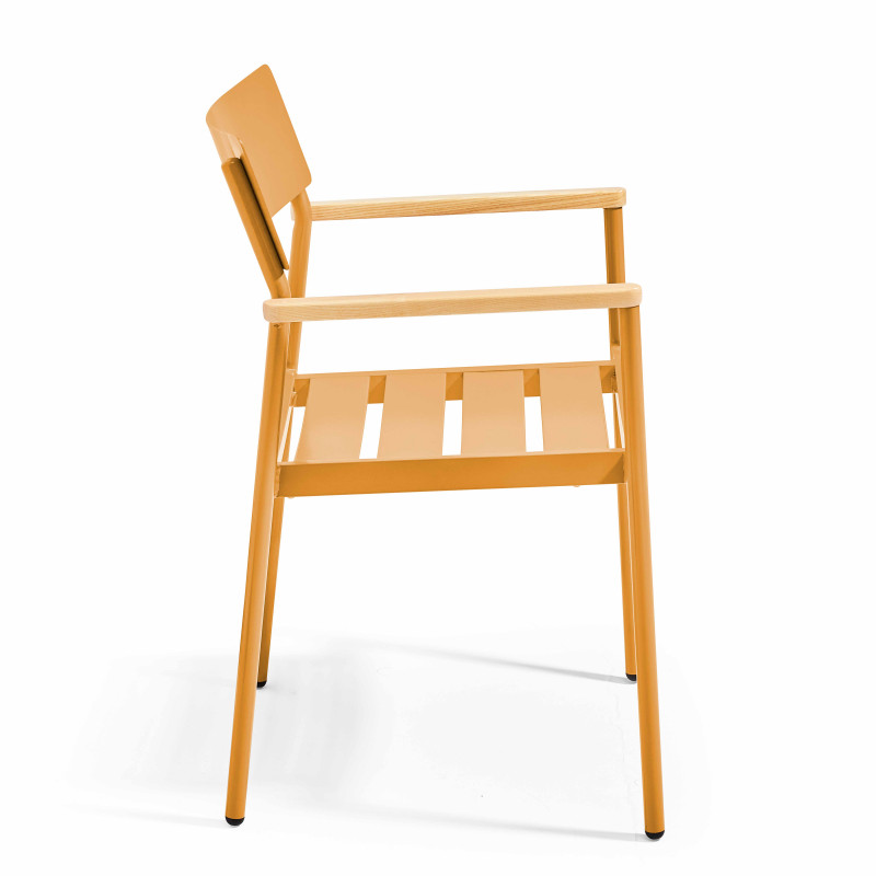 Ensemble de terrasse (75 x 75 x 76 cm) + 4 fauteuils en aluminium/bois (6/7)