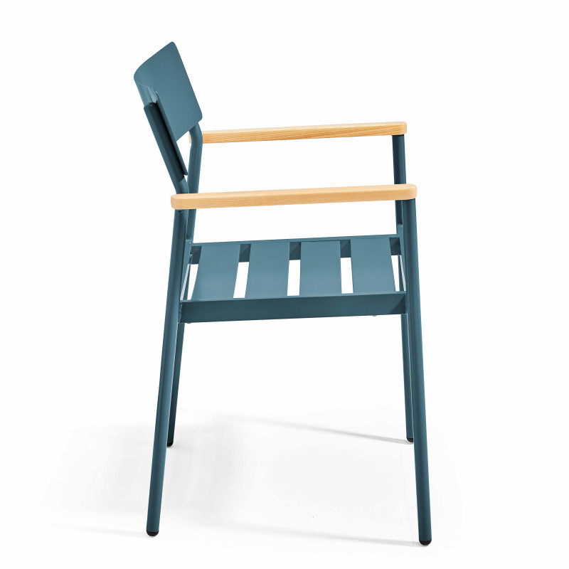 Ensemble de terrasse (75 x 75 x 76 cm) + 4 fauteuils en aluminium/bois (6/7)