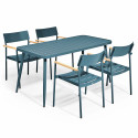 Ensemble de terrasse ( 150 x 75 x 76 cm) + 4 fauteuils en aluminium/bois