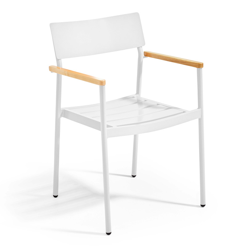 Ensemble de terrasse ( 150 x 75 x 76 cm) + 4 fauteuils en aluminium/bois (4/7)