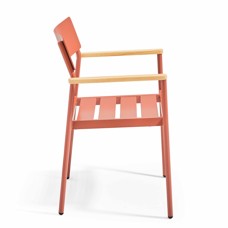 Ensemble de terrasse ( 150 x 75 x 76 cm) + 4 fauteuils en aluminium/bois