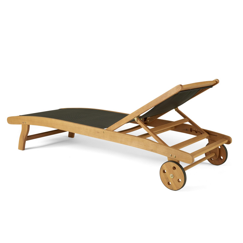 Lot de 2 transats en bois et textilène (2/6)