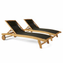 Lot de 2 transats en bois et textilène