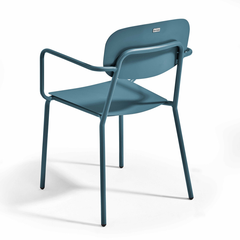 Table de terrasse carrée ( 75 x 75 x 76 cm) + 2 fauteuils en aluminium (4/7)