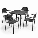 Table de terrasse carrée ( 75 x 75 x 76 cm) et 4 chaises avec accoudoirs en aluminium