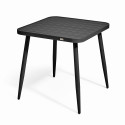 Table de terrasse carrée ( 75 x 75 x 76 cm) et 4 chaises avec accoudoirs en aluminium