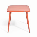 Table de terrasse carrée ( 75 x 75 x 76 cm) et 4 chaises avec accoudoirs en aluminium