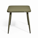 Table de terrasse carrée ( 75 x 75 x 76 cm) et 4 chaises avec accoudoirs en aluminium