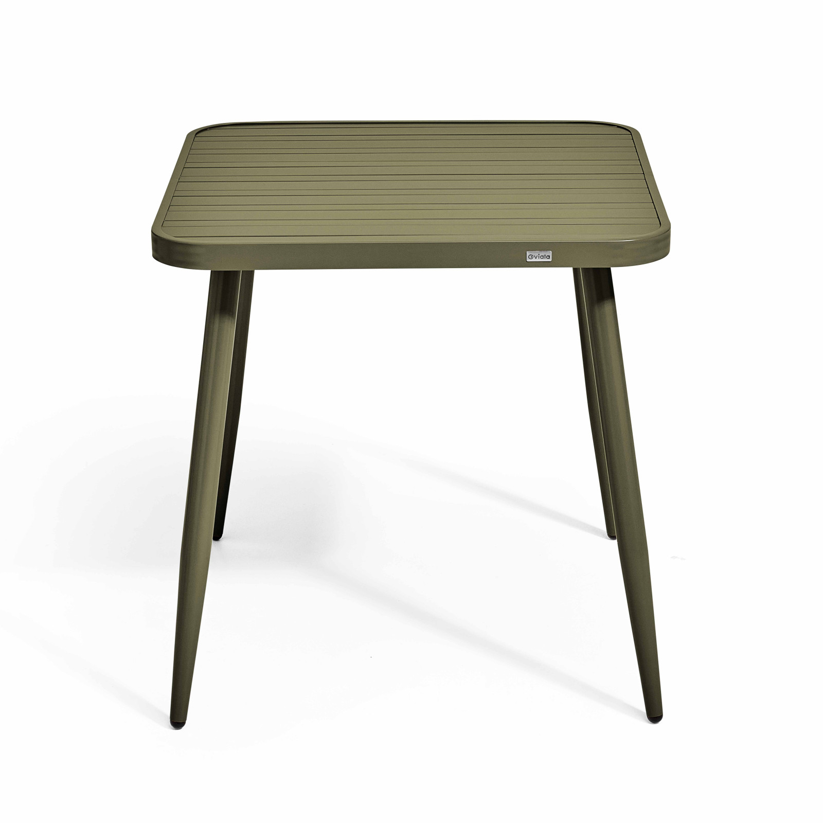 Table de terrasse carrée ( 75 x 75 x 76 cm) et 4 chaises avec accoudoirs en aluminium