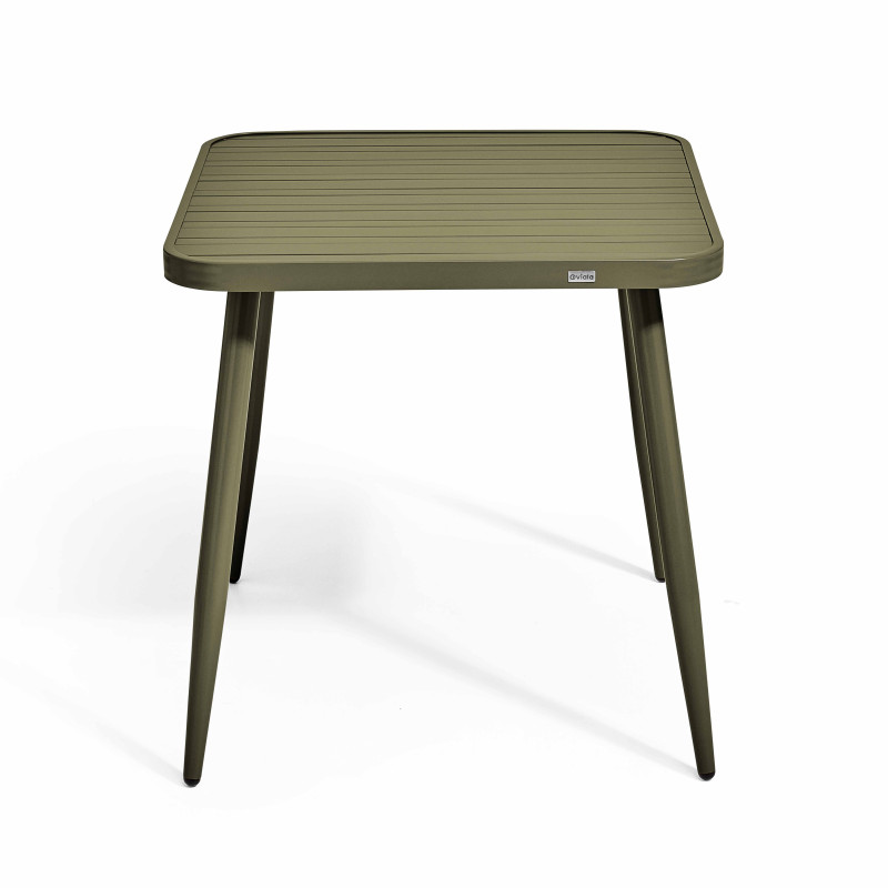 Table de terrasse carrée ( 75 x 75 x 76 cm) et 4 chaises avec accoudoirs en aluminium (2/7)