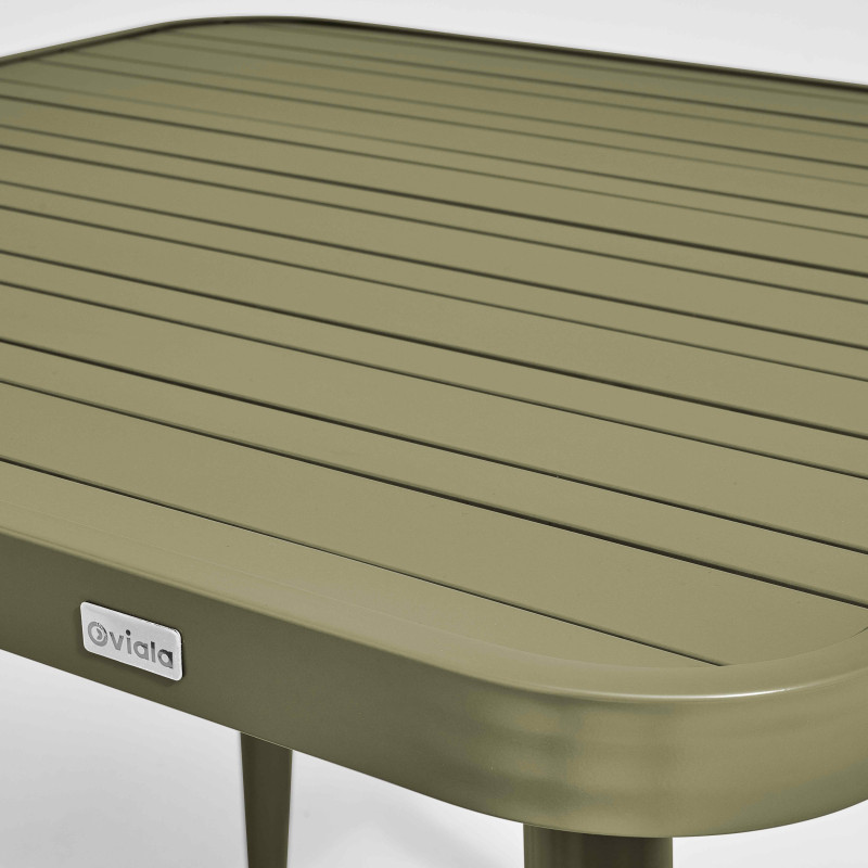 Table de terrasse carrée ( 75 x 75 x 76 cm) et 4 chaises avec accoudoirs en aluminium (3/7)