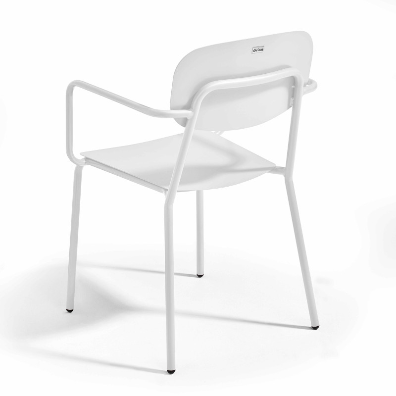 Table de terrasse carrée ( 75 x 75 x 76 cm) et 4 chaises avec accoudoirs en aluminium