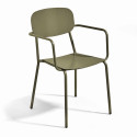 Table de terrasse carrée ( 75 x 75 x 76 cm) et 4 chaises avec accoudoirs en aluminium