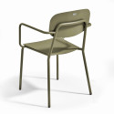 Table de terrasse carrée ( 75 x 75 x 76 cm) et 4 chaises avec accoudoirs en aluminium