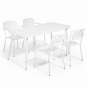 Ensemble table de terrasse (150 x 75 x 75 cm) + 4 fauteuils en aluminium