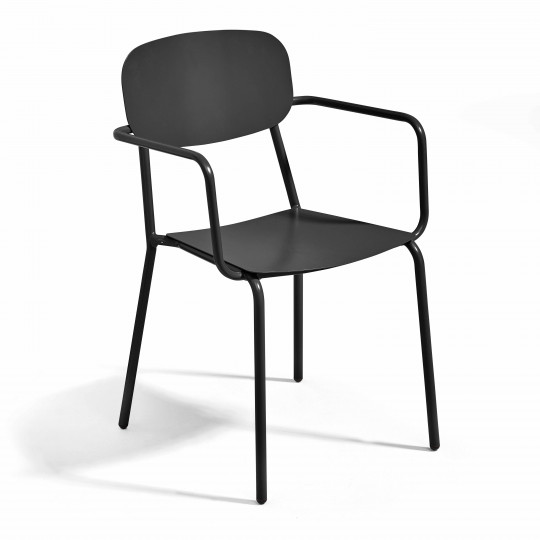 Chaise de terrasse en aluminium avec accoudoirs