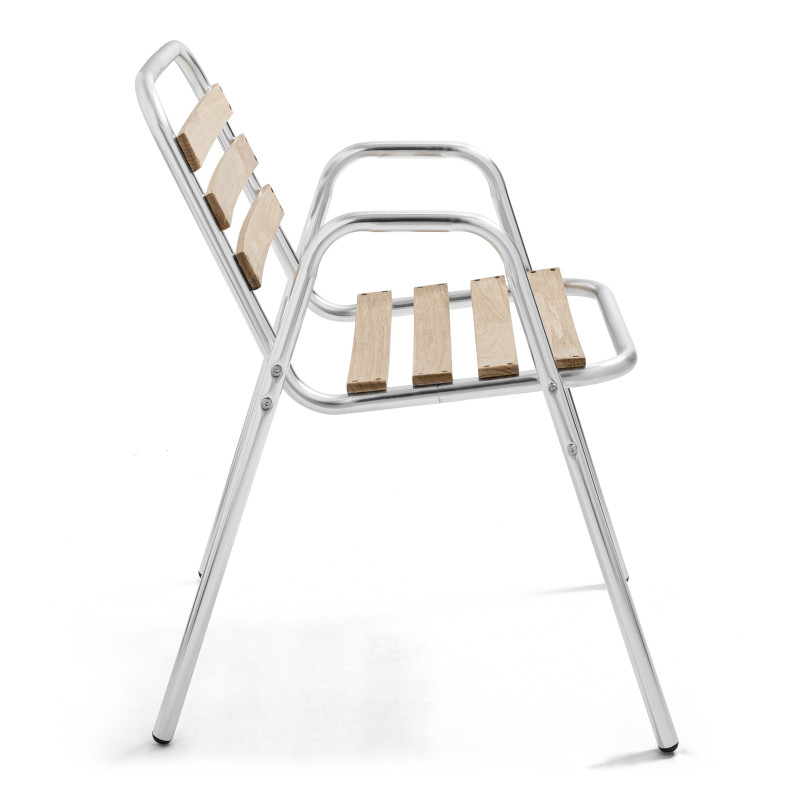 Fauteuil de terrasse en aluminium et bois