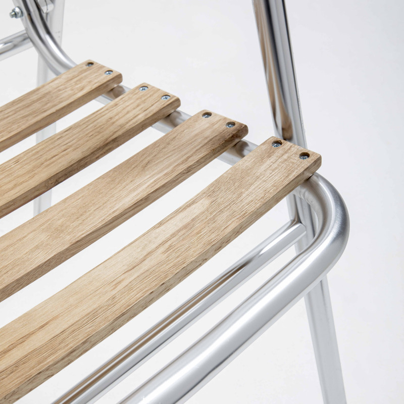 Fauteuil de terrasse en aluminium et bois