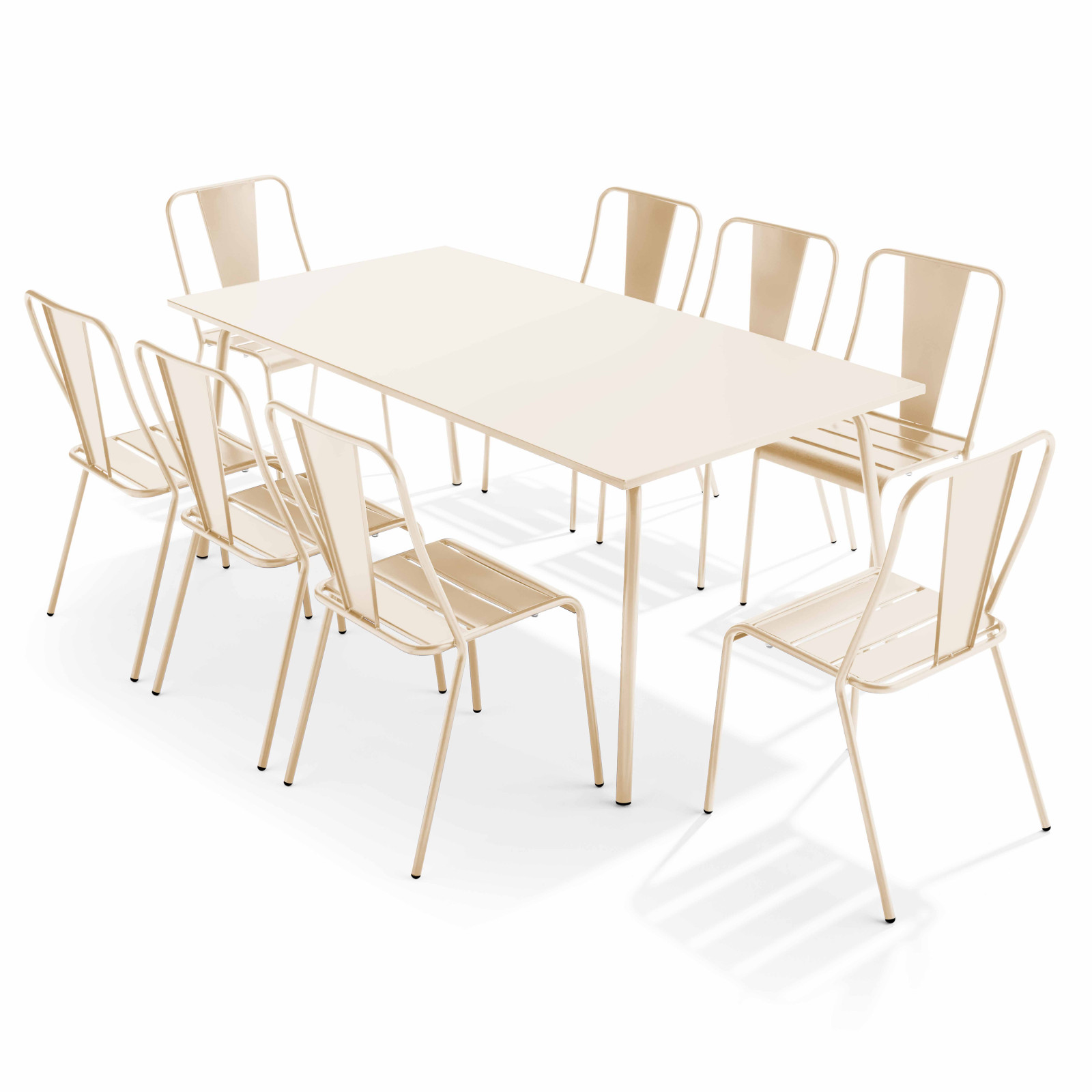 Ensemble table rectangulaire 180 cm et 8 chaises style bistrot