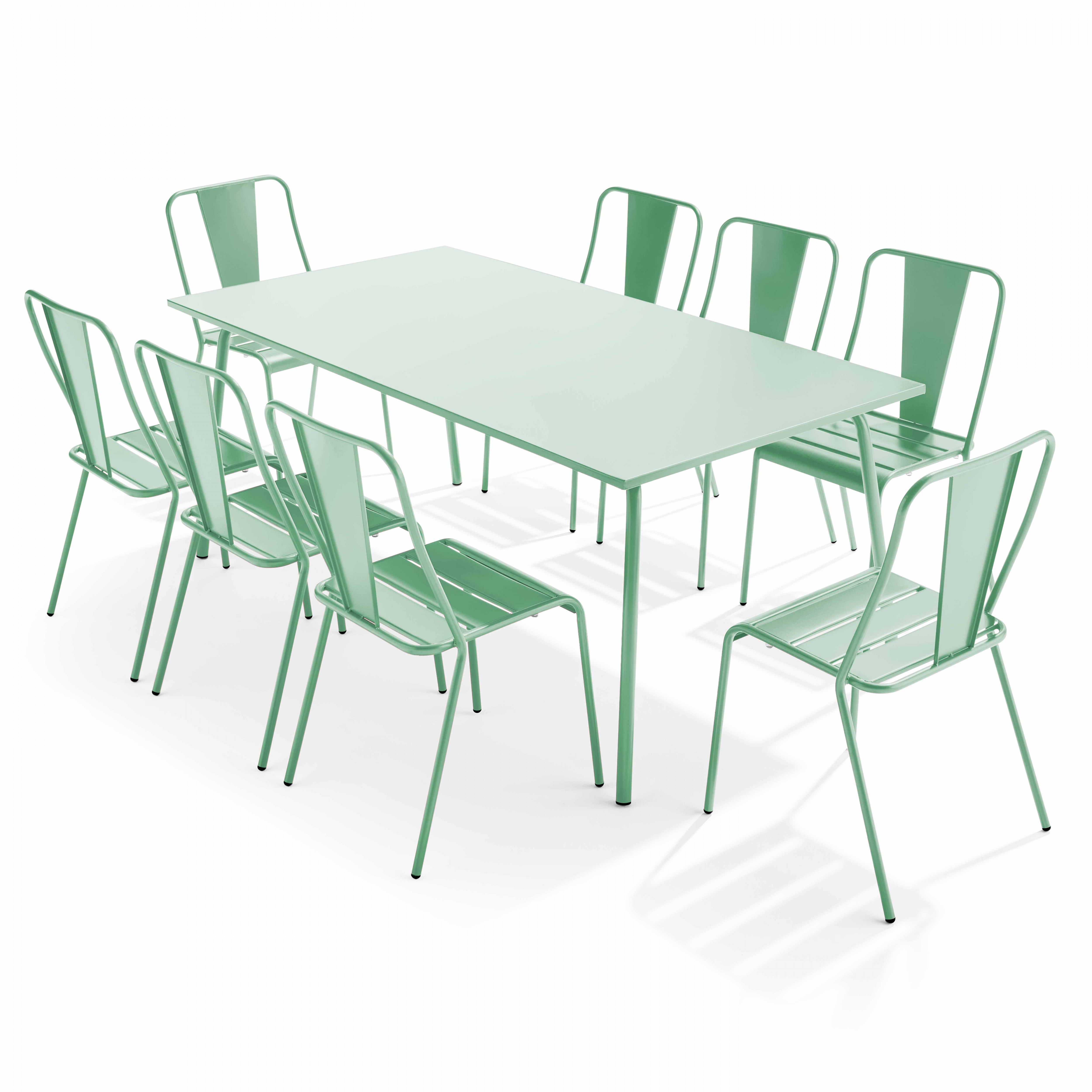 Table de terrasse en métal 180x90 cm et 8 chaises