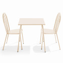 Ensemble table carrée 70 x 70 cm et 2 chaises en métal