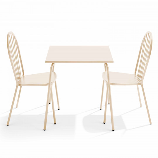 Table de terrasse bistrot carrée en métal 70x70 cm et 2 chaises | Mobeventpro