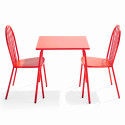 Ensemble table carrée 70 x 70 cm et 2 chaises en métal
