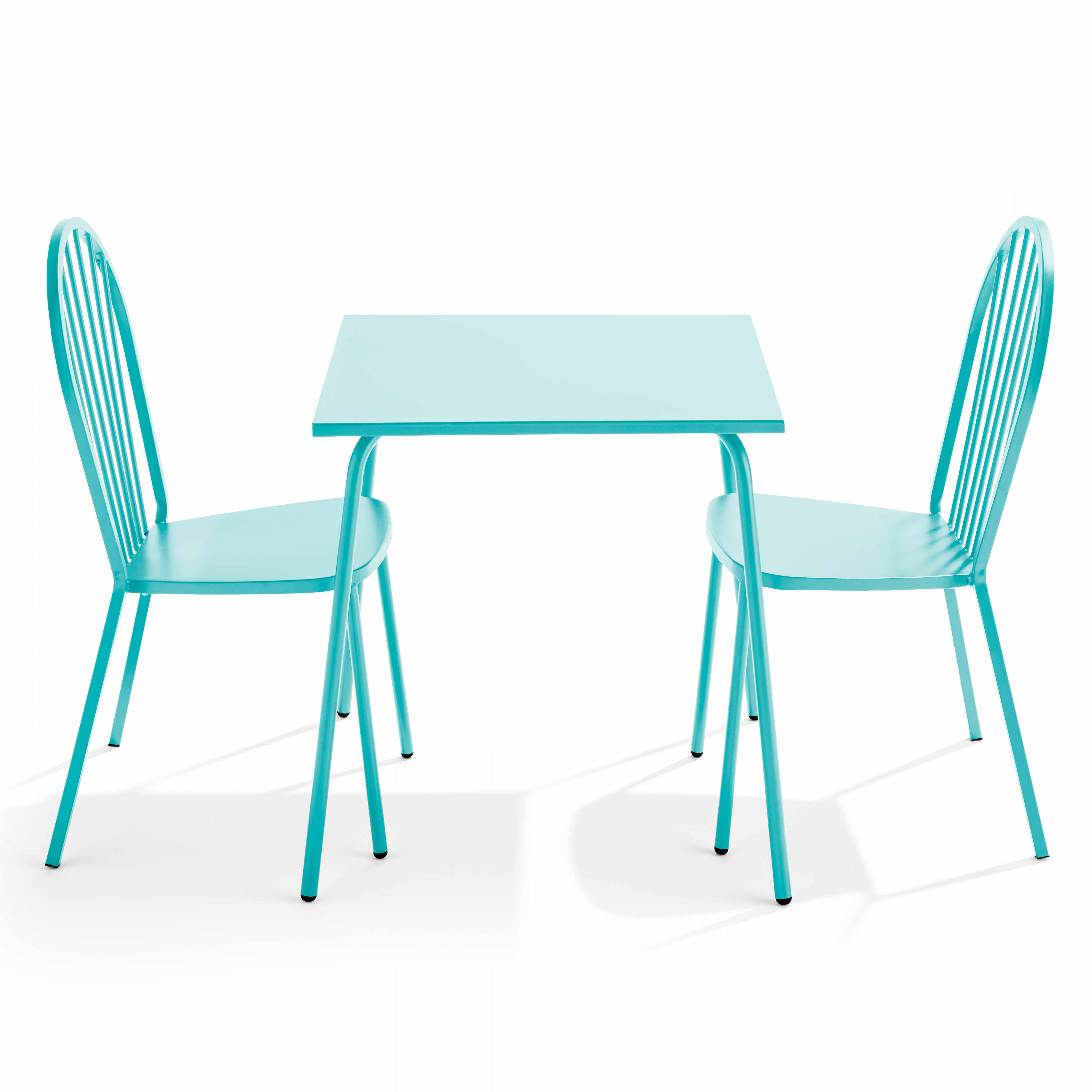 Table de terrasse bistrot carrée en métal 70x70 cm et 2 chaises