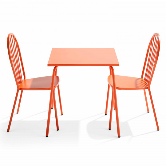 Table de terrasse bistrot carrée en métal 70x70 cm et 2 chaises | Mobeventpro