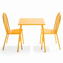 Ensemble table carrée 70 x 70 cm et 2 chaises en métal