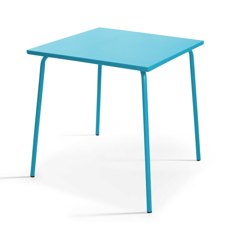 Ensemble table carrée 70 x 70 cm et 2 chaises en métal