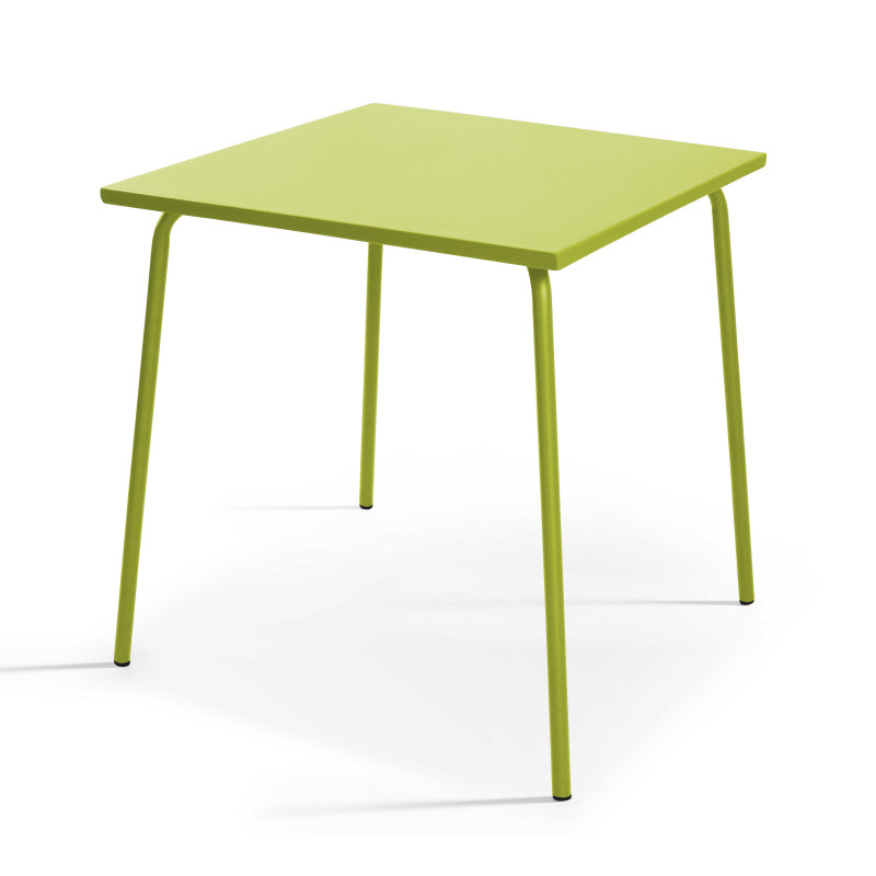 Ensemble table carrée 70 x 70 cm et 2 chaises en métal