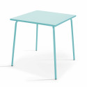 Ensemble table carrée 70 x 70 cm et 2 chaises en métal