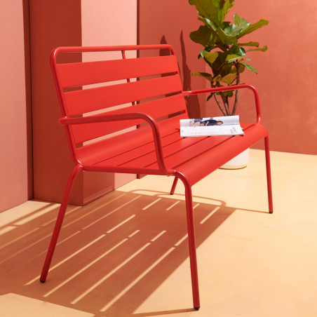 Banc avec dossier et accoudoirs en métal (4/6)