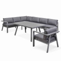 Salon de jardin bas en angle en aluminium - 8 places