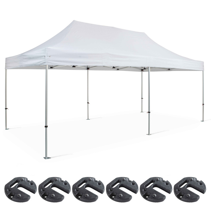 Tente pliante 3x6m 300g/m² 40mm + 6 poids de lestage