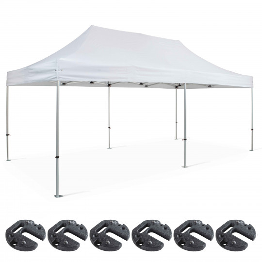 Tente pliante 3x6m 300g/m² 40mm + 6 poids de lestage