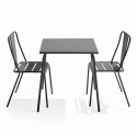 Table de jardin carrée et 2 chaises en acier thermolaqué