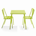 Table de jardin carrée et 2 chaises en acier thermolaqué