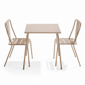 Table de jardin carrée et 2 chaises en acier thermolaqué