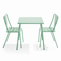 Table de jardin carrée et 2 chaises en acier thermolaqué